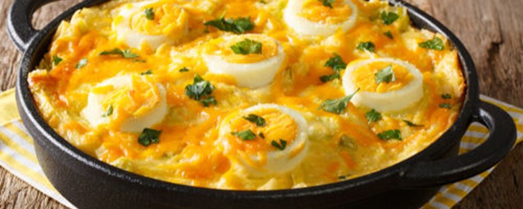 Πουρές με πατάτες και πράσα, με βραστά αβγά (anglesey eggs)